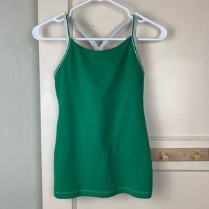 Lululemon power y tank kelly green gingham detail